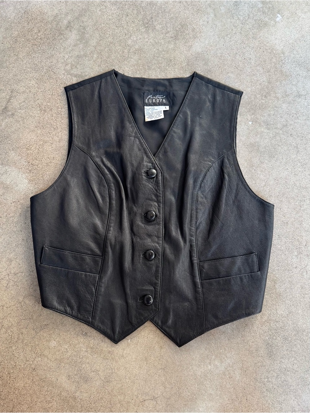 Vintage Boutique Europa Black Leather Vest